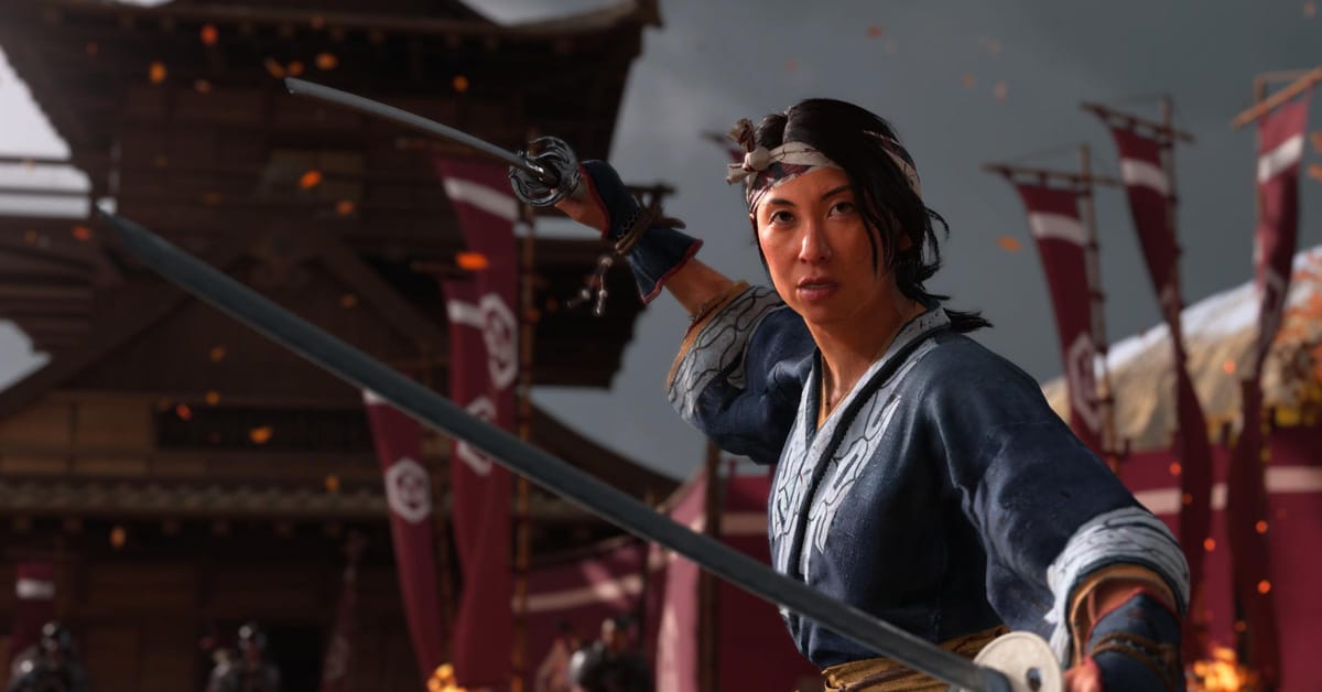 Ghost of Yotei Review - Atsu wielding her double katanas